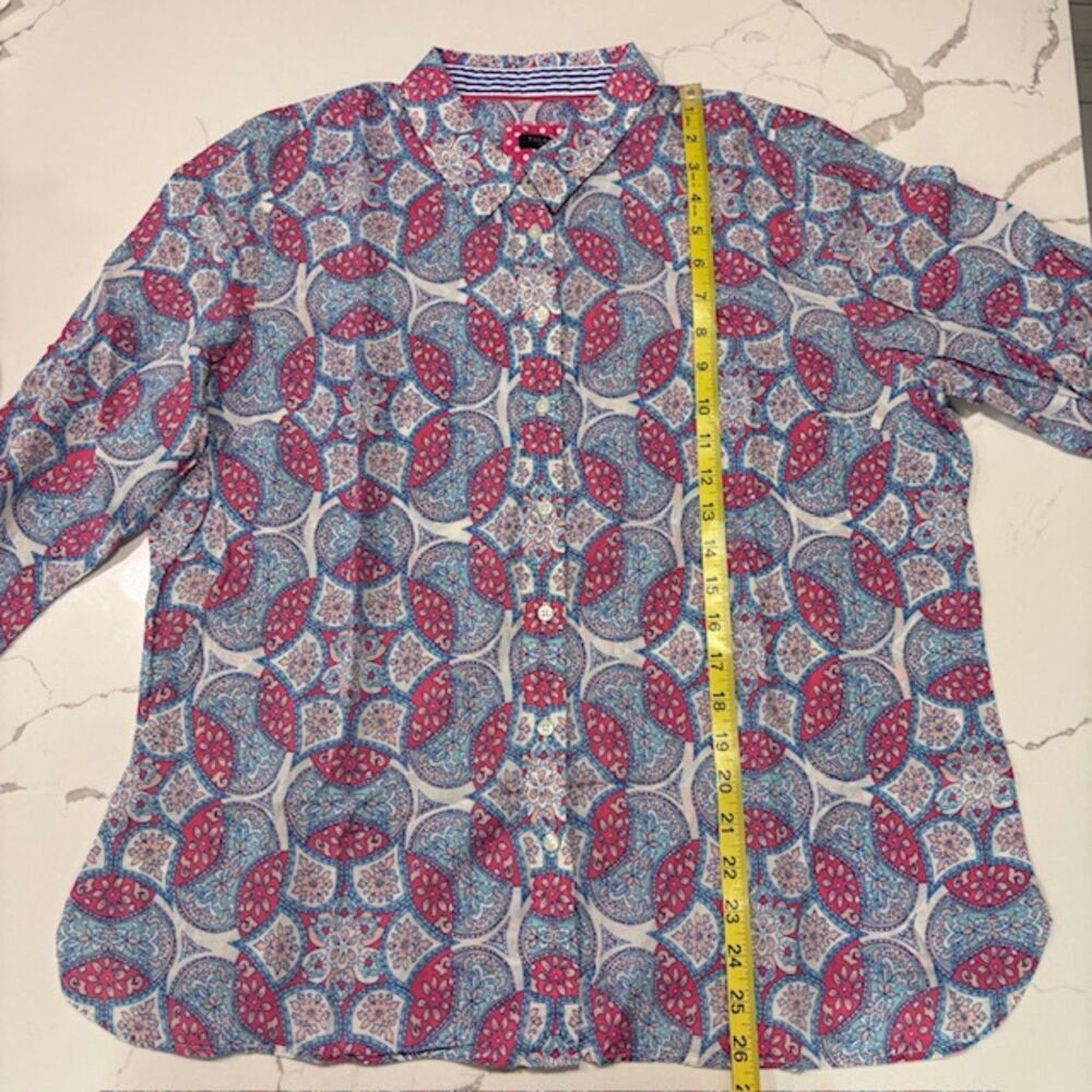 Talbots Garden Medallion Women’s Pink Blue Button Down Dress Shirt XLp Petite - Picture 16 of 16